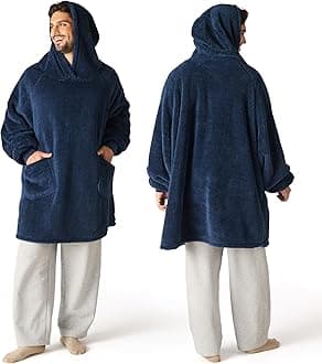 Bedsure Wearable Blanket Hoodie Gifts for Dad Women, Warm Cozy Giant Big Hoodie Blanket Oversized Sweatshirt for Adult Women Men, Navy Blue