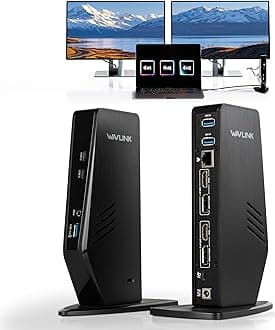 WAVLINK USB 3.0 and USB-C Universal Laptop Docking Station with 100W, Dual Monitor Docking Station for Windows or Mac, 4K HDMI (2 HDMI,2 Display Ports,3 USB-A, 2 USB-C, Ethernet, Audio&Mic)