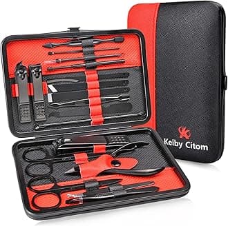 Manicure Set Professional Nail Clippers Kit Pedicure Care Tools- Stainless Steel Women Grooming Kit 18Pcs for Travel or Home (Red)