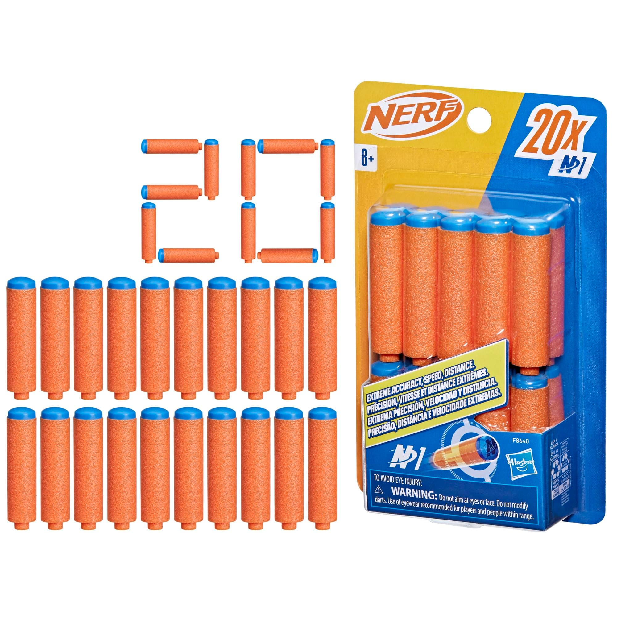 Nerf N Series N1 Darts, Includes 20 Refill Darts, Compatible Only with Nerf N Series Blasters, Outdoor Games, Ages 8+