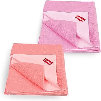 LuvLap Instadry Waterproof Baby Dry Sheet, Small Size 50x70 cm, Extra Absorbent Quick Dry Sheet for New Born,Toddler, Anti-Piling Fleece for Baby, Bed Protector, Pack of 2, Salmon Rose & Baby Pink
