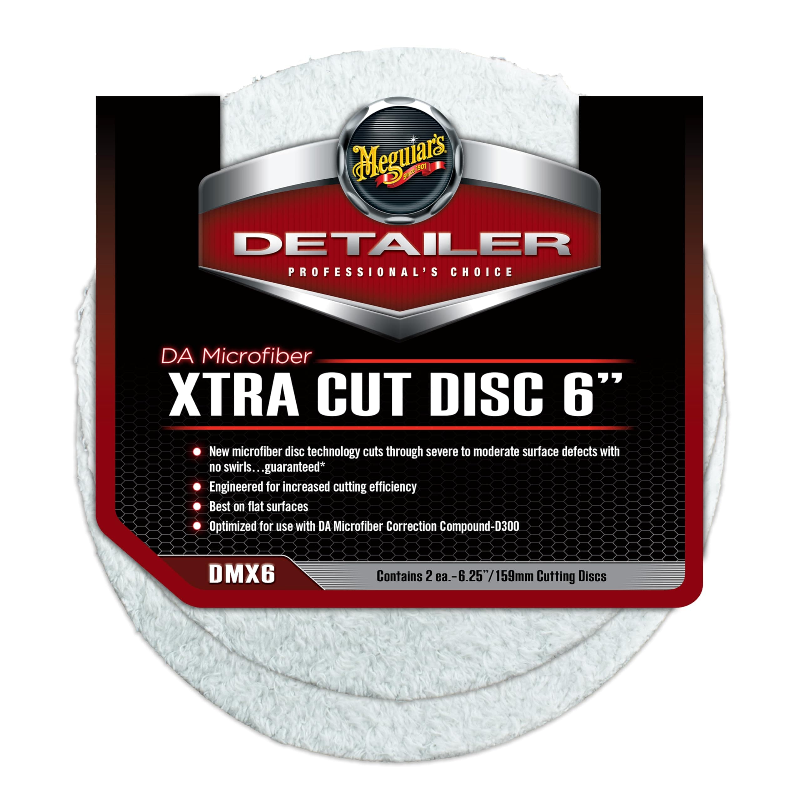 Meguiar's DMX6 DA (Dual Action) Microfiber 6" Xtra Cut Disc, 2 Pack