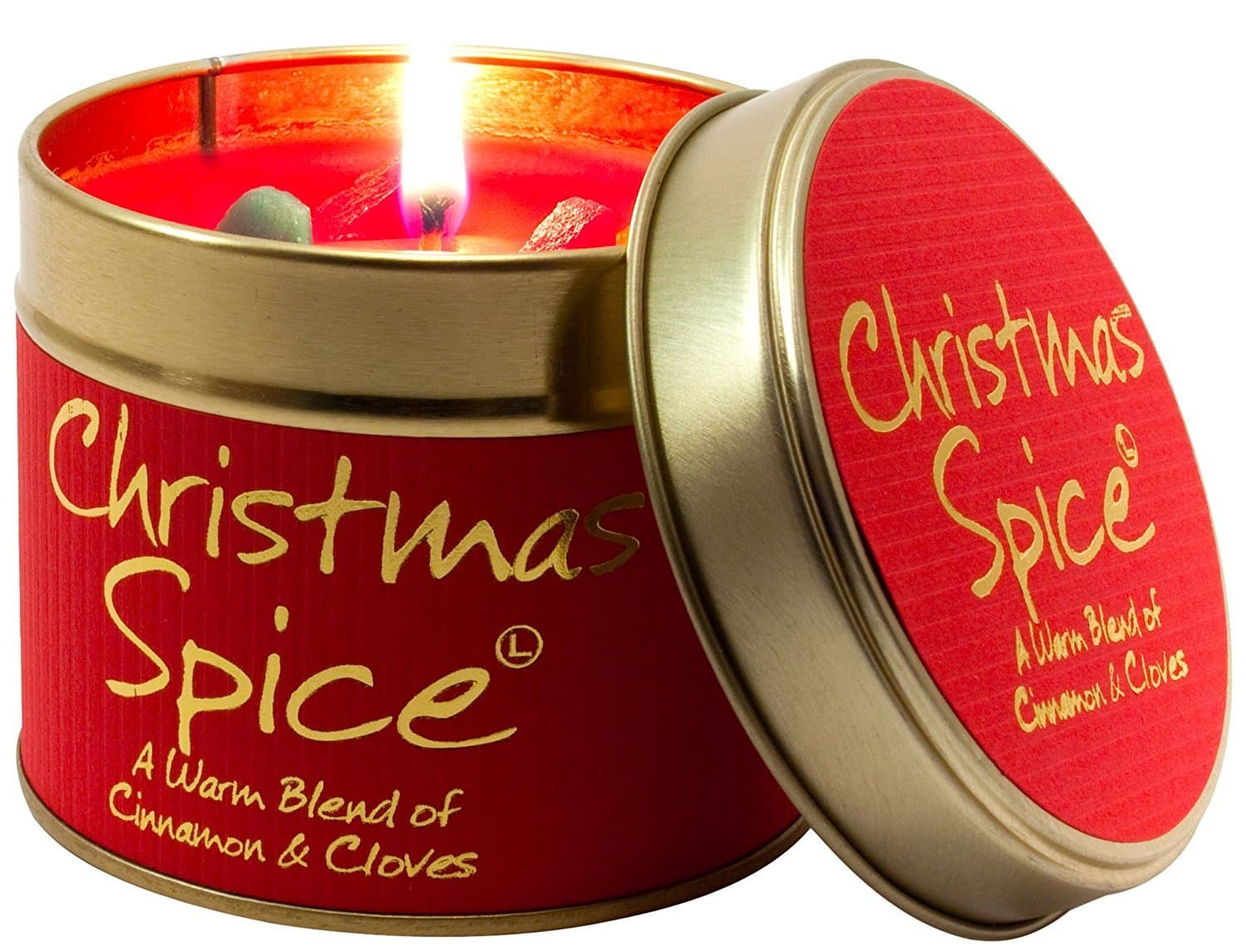 3X Lily-Flame Christmas Spice Tin, Red