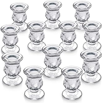 Letine Candlestick Holders Set of 12-2.5" H Taper Candle Holders Bulk - Clear Glass Candle Holder for Rustic Wedding Centerpiece Table Decorations, Valentine's Day & Thanksgiving Decorations Indoor