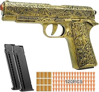 Toy Gun, 1911 Semi Auto Pistol Gun Toy for Boys, Empty Shell Ejecting Toy Gun with 120 Soft Bullets, Realistic Gun Toy Model, Kids Plastic Toy Pistol for 8+ (Gold)