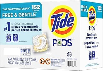 Tide PODS Free and Gentle Laundry Detergent, 96 Count, Unscented and Hypoallergenic for Sensitive Skin, Free and Clear of Dyes and Perfumes, HE Compatible (Packaging May Vary)