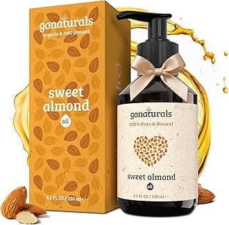 GONATURALS Sweet Almond Oil 250ml – 100% Pure Cold-Pressed for Skin, Face, Hair, Beard, Scalp, Nails, Massage, Pregnancy, Baby Care, Makeup Cleanser – Hydrating, Vegan, Made in Germany