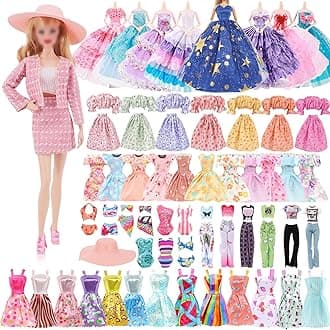 21Pcs Doll Clothes Outfits and Accessories for 11.5 Inch Dolls, Compatible Princess Gowns, Floral Dresses, Swimsuits & Hats, Perfect for Girls Birthday Gifts (Random Style)