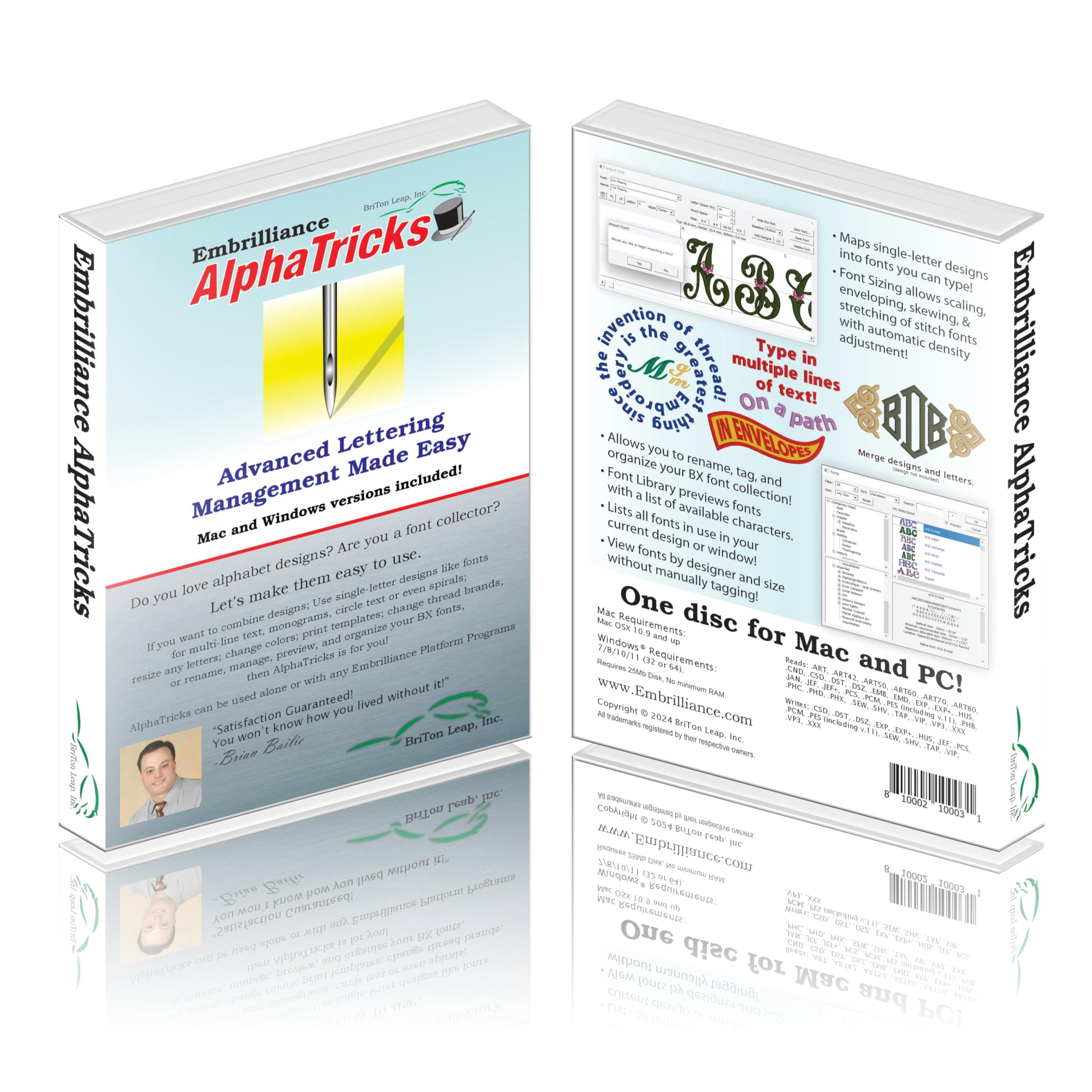 Embrilliance AlphaTricks Embroidery Software for Mac & PC