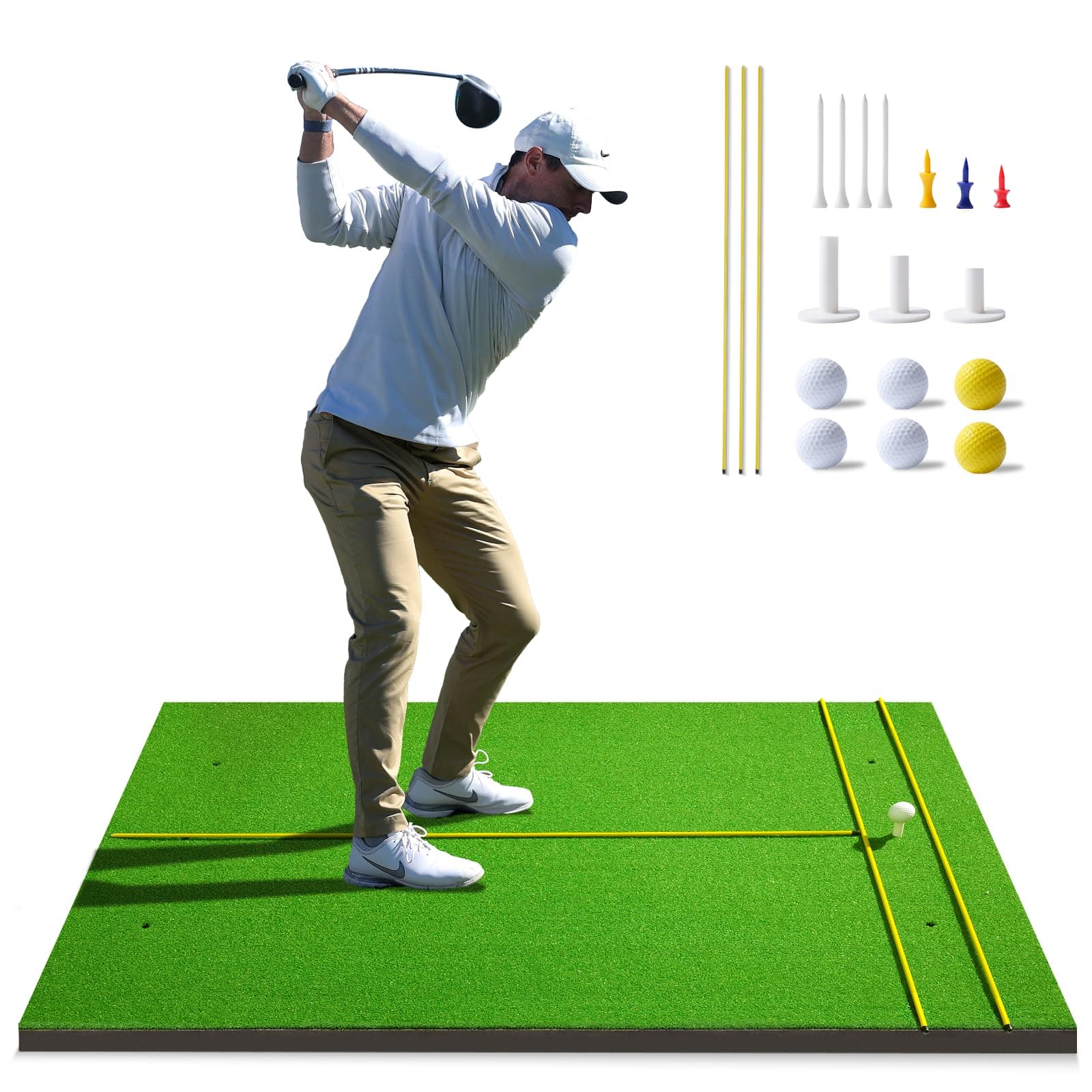 Golf Hitting Mat: 5 x 4 ft Thickening Golf Training Mat, Golf Training Aids for Home Backyard Driving Chipping Indoor Outdoor Golf Swing Practice Mat, Christmas Ideal Gift for Men Dad Husband Golfers