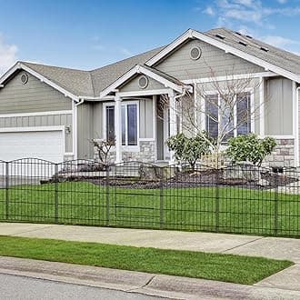 INJOPEXI Decorative Garden Fence 12 Panels 23.6ft (L)×30in (H) No Dig Animal Barrier Fencing with 11 + 1 Gate Rustproof Metal Wire Temporary Dog Border for Outdoor Yard, Metal Fence Panels