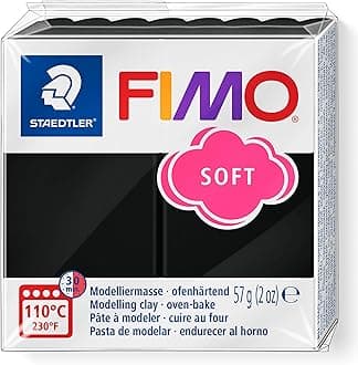 FIMO Soft Polymer Clay - -Oven Bake Clay for Jewelry, Sculpting, Crafting, Black 8020-9