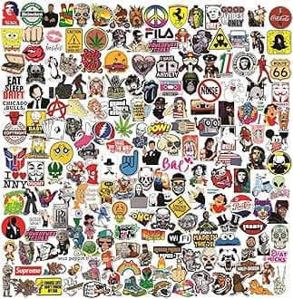 PIXELARTZ Colorfull Assorted Funky Theme DIY Vinyl Stickers for Laptop, Skateboard, Luggage, Snowboard, Refrigerator, Toys, Car, Bikes, Phones, Guitar (Multicolor) (6)