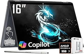 HP OmniBook X Flip 2-in-1 Copilot+ AI PC Laptop, 16" 2K Touchscreen, AMD 8-Core Ryzen AI 7 350(>Intel i7-1355U), 24GB LPDDR5X, 1TB Gen4 SSD, 5MP IR Webcam, Backlit KB, W/128GB PSD&Stylus, Win11 Home