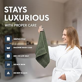 White Classic Luxury Hand Towels for Bathroom-Hotel-Spa-Kitchen-Set - Circlet Egyptian Cotton - 16x30 Inches - Set of 6 (Forest Green)