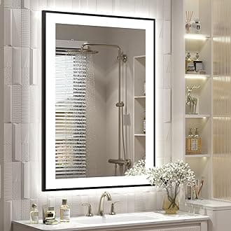20x28 Framed LED Bathroom Mirrror for Wall, Dimmable LED Vanity Mirror with Lights, Backlit and Front Lighted, Anti-Fog (Horizontal/Vertical)