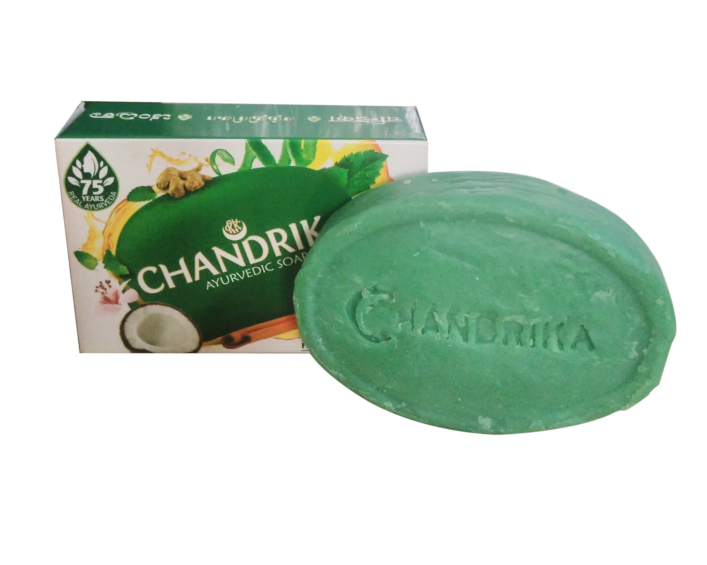 Chandrika 4 x Ayurvedic Soap - Hand Made Problem-Free Clear Skin - 75g (Pack of 4)
