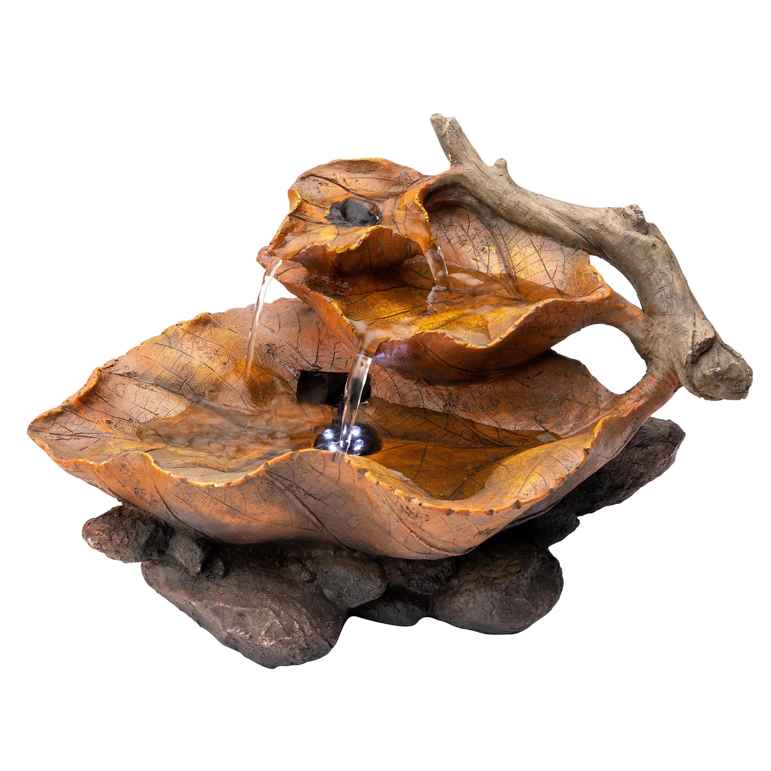 Tiered Leaf Tabletop Fountain with LED Lights