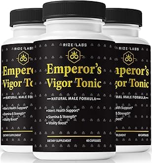 rize labs (Pack of 3 Emperor's Vigor Tonic for Men, All-Natural Male Formula, Original Supplement to Support Overall Health and Performance, Official Reviews (180 Capsules)