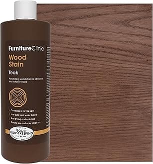 Wood Stain | Teak | Water Based | Fast Drying, Low Odor, & Non-Toxic | for Indoor & Outdoor Furniture and More | Multiple Finishes | (17oz / 500ml)