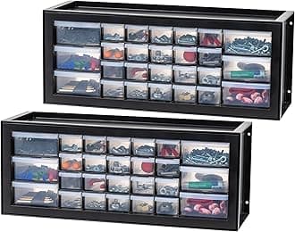 Iris Ohyama Teacher Toolbox Organizer for Classroom, 26 Drawer Parts Cabinet, 2 Pack, Black Plastic Storage Drawer