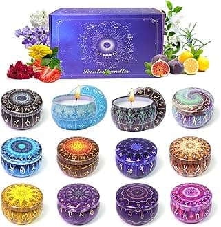 Zodiac Scented Candles Gift Set, 12 Pack Travel Size Soy Wax Aromatherapy Candles with Essential Oils, Astrology Constellation Candle Set for Birthday, Valentine's Day, Relaxation, Home Decor