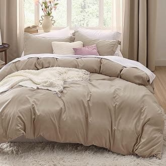 Bedsure Light Brown Duvet Cover Queen Size - 3 Pieces Prewashed Cotton-Like Extra Soft Bedding Set, Includes 1 Duvet Cover 90x90 Inches with Zipper Closure & 2 Pillow Shams, Comforter Not Included