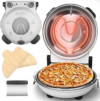 Electric Pizza Oven Indoor Countertop, 12 Inch Maker Machine for Home, Cooker & Grill, Premium Glazed Ceramic Stone Oven, Creamy White