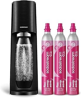 Terra Sparkling Water Maker Bundle in Black - includes 3-Pack CO2 and Carbonating Bottle