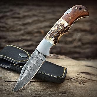 Poshland Steelware Custom Damascus Steel Folding Pocket Knife – Handmade, Com...