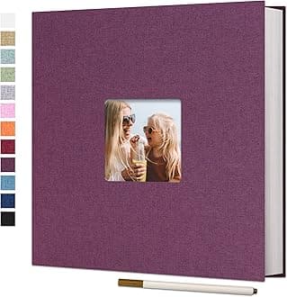 Large Photo Album Self Adhesive for 4x6 8x10 Pictures Linen Scrapbook Album DIY 40 Blank Pages with A Metallic Pen