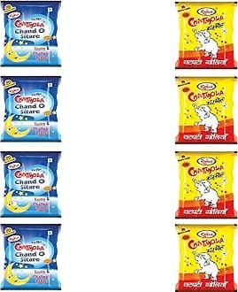 Rinka’s Chatmola and Chand-Sitare Packet - 20 sachets in each Pouch | Chatmola Goli | Chatpati Goli | Chatmola Candy | Chand Sitare Candy | Chand Sitare Goli | Sweet & Sour Moon And Star Candy | Moon Shaped Toffee For Kids | Pack 0f 6
