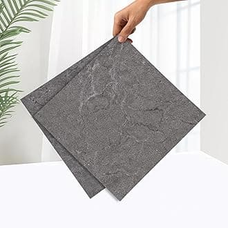 Lareko 20Sq.Ft Grey Marble Peel and Stick Vinyl Floor Tiles,20 Tiles - 12" x 12",Waterfproof and Self Adhesive Vinyl Sticker Tiles,Laminate Flooring for for Kichen,Bathroom,Dining Room(Dark Grey)