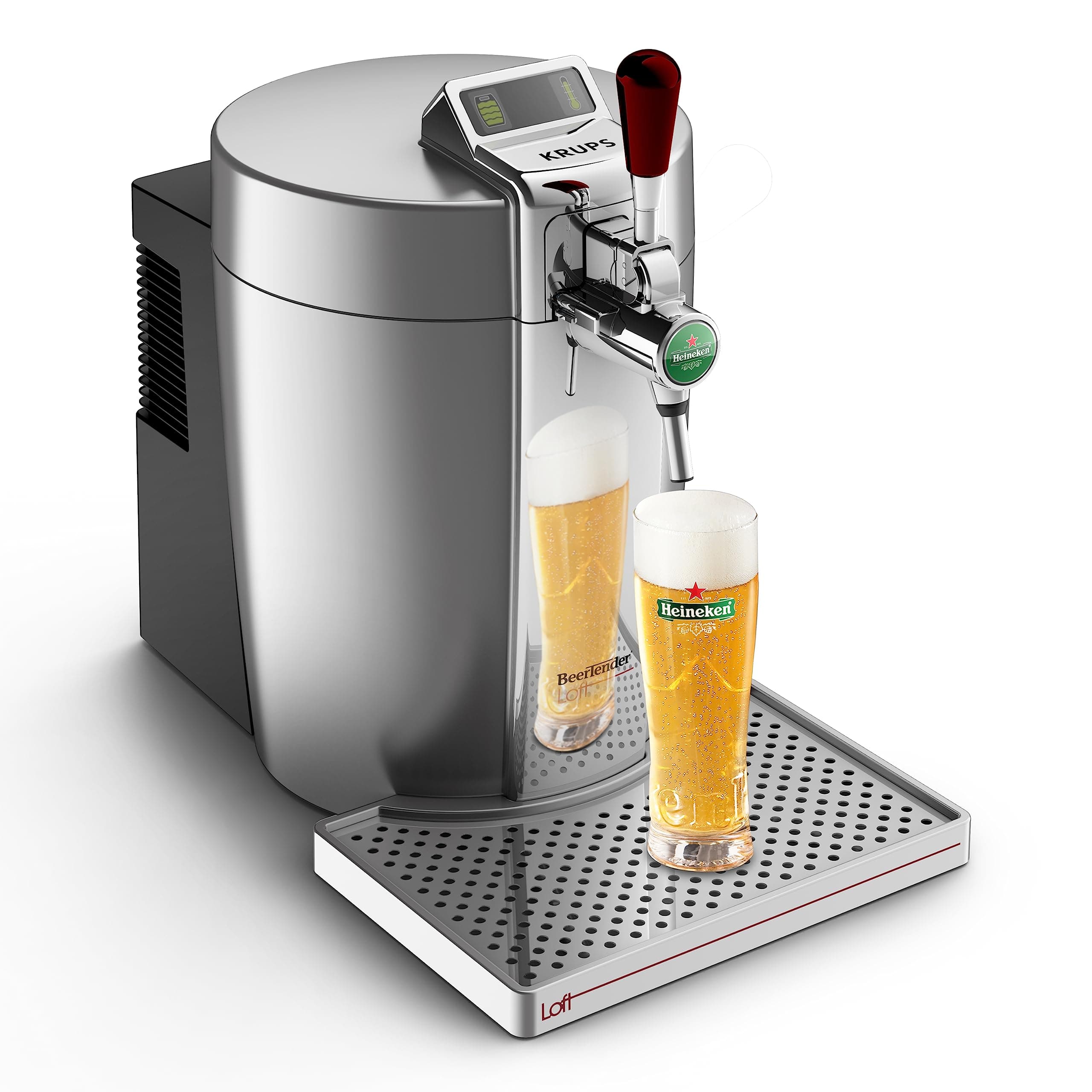 Beertender Draft Beer Machine, 5 L Kegs, Indicator Light, Cold Beer, Easy Installation, Temperature Indicator, Remaining Volume Indicator, Loft Edition Silver VB700E00