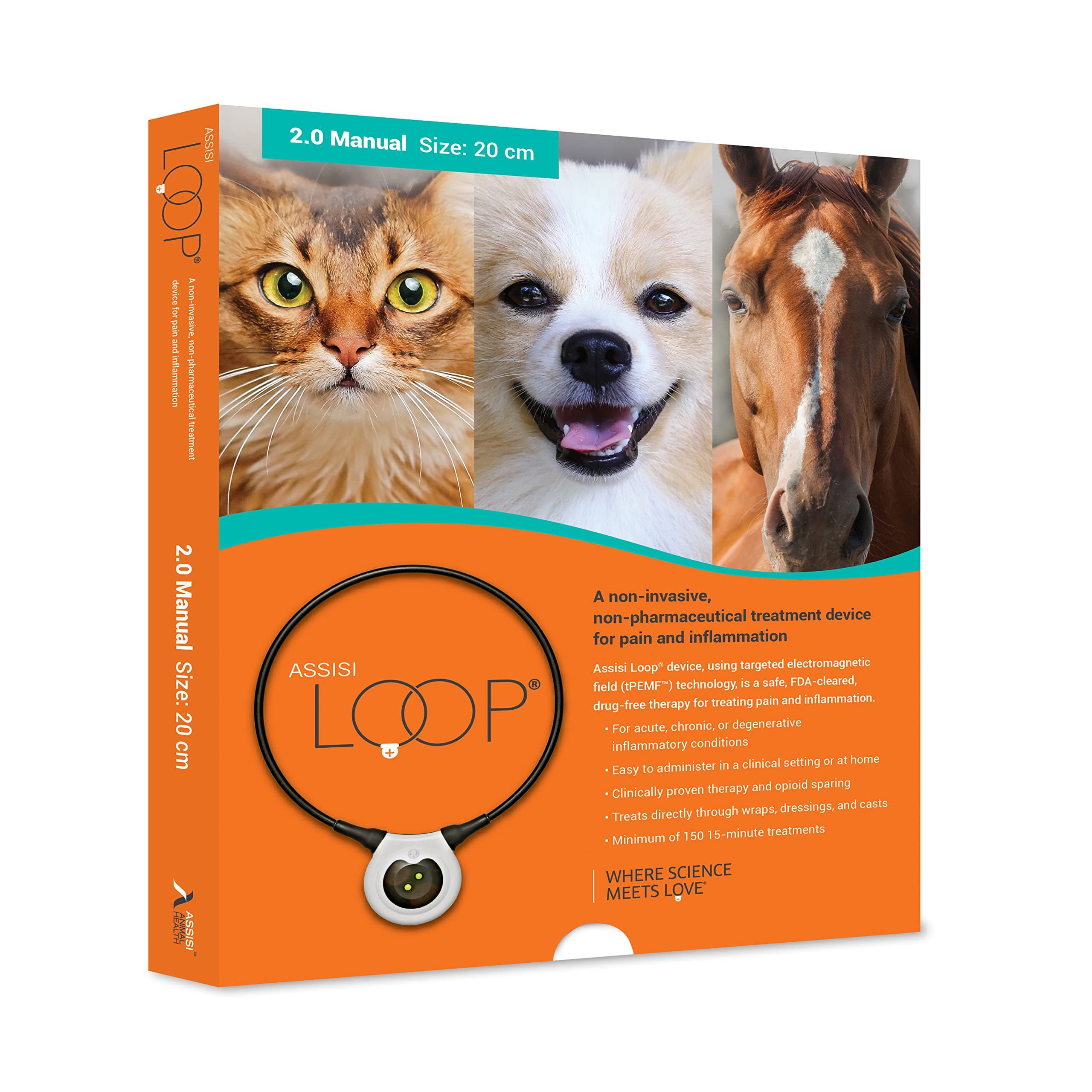 Assisi Loop 2.0 Manual tPEMF Device for Dogs, Cats, and Horses (20 cm)