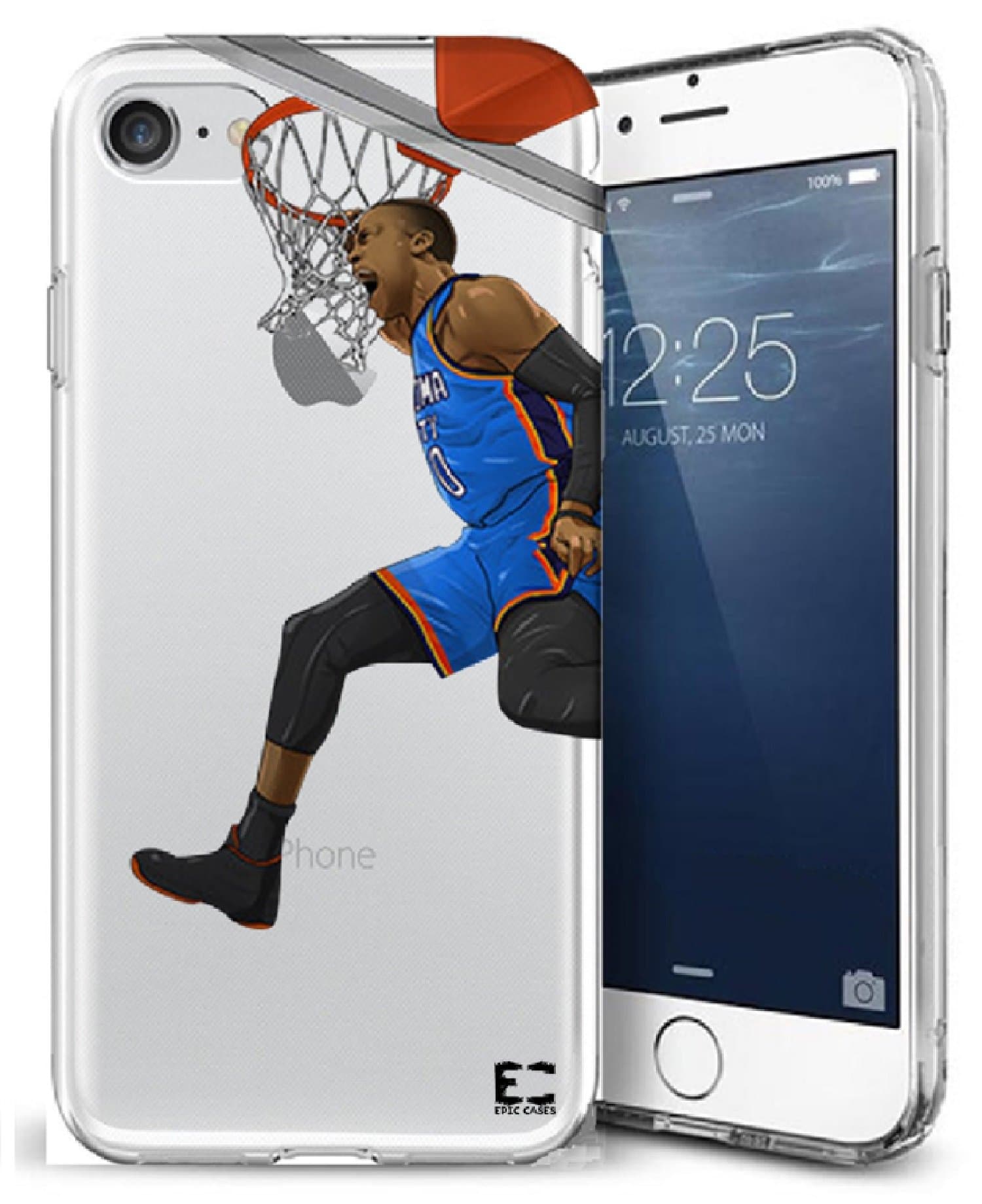 Epic Cases iPhone 7 Case, for Apple iPhone, Ultra Slim Transparent Dominate the Basketball Court Series - Russ MVP, Clear Sports Case (iPhone) … (iPhone 7)