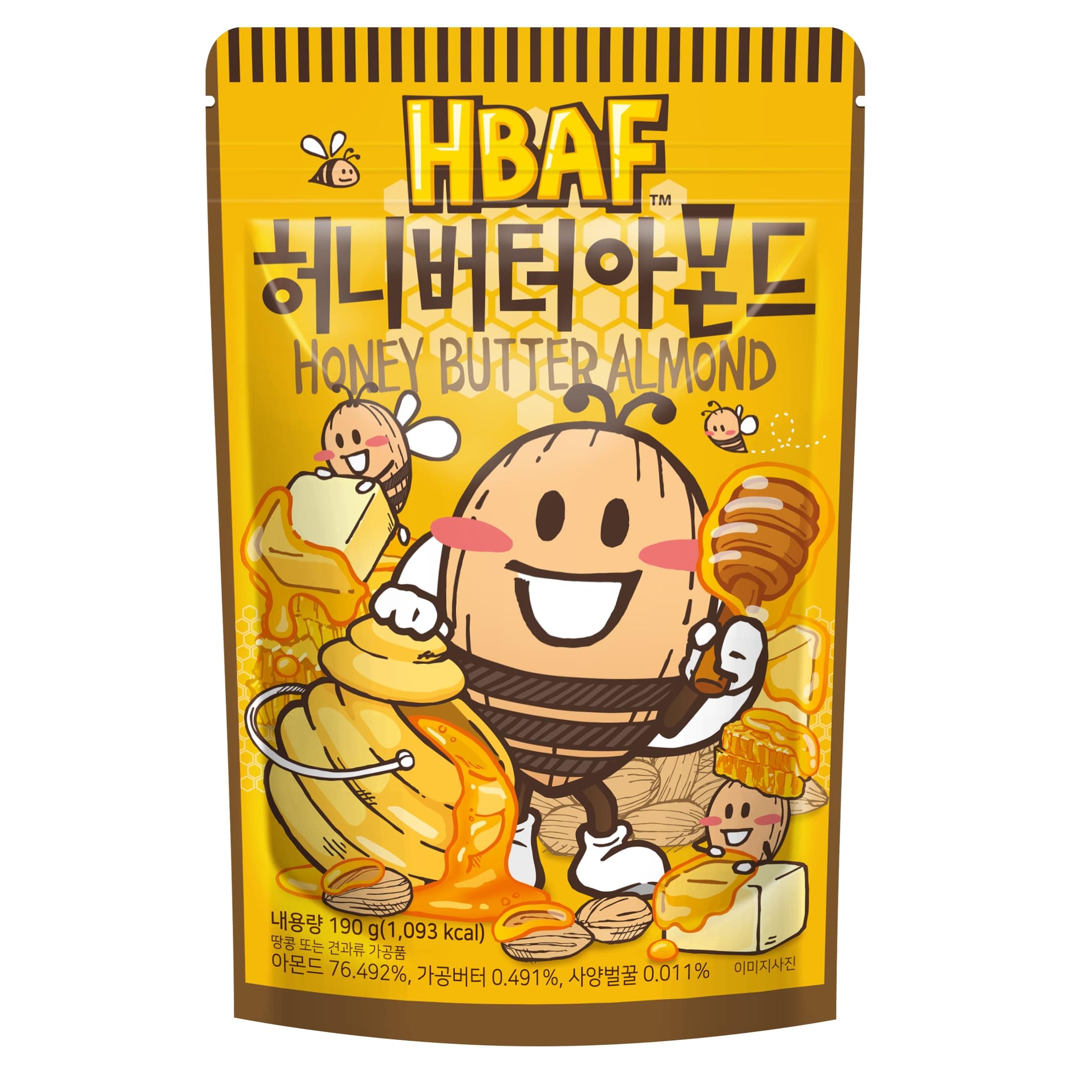 HBAF [Official Gilim Korean Honey Butter Seasoned Almonds Nut Snack | Gluten Free | Kids After-School, Work, Trip, Camping, Party Snacks | Pre-Workout Protein Snack | Korean Souvenir (1x190gram)