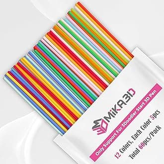 12 Bright Colors 2.5mm PCL Filament Refill, Low Print Temperature Filament, Each Color 15cm x 5pc, Total 60pcs 900cm PCL Filament by MIKA3D