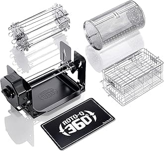 Family Rotisserie Kit – Non-Electric Wind-Up Spit Roaster with Basket, Flat Cage, Skewer Set & Mat for Grill, Oven, Smoker, Portable BBQ Cooking, Tailgating, or Camping Use