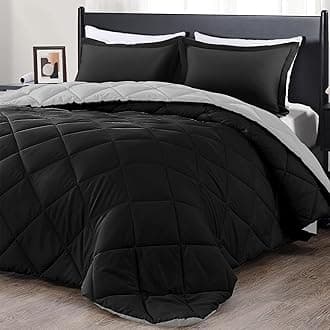 downluxe California King Comforter Set - Black and Grey Cal King Comforter Set, Soft Bedding Sets for All Seasons - 3 Pieces - 1 Comforter (104"x96") and 2 Pillow Shams(20"x36")