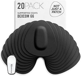 Dexcom G6 Adhesive Patches (20 Pack) - Dexcom G6 Stickers Adhesive Patches for Skin - Water Resistant Dexcom Overpatch G6 for Active Lifestyle 10-14 Days - Black