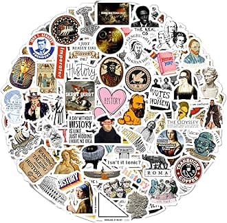 100Pcs Funny History Stickers for Students, Kids & Teachers - Water Bottles & Laptop Decals - History Nerd, Teacher Gifts for Men, Women
