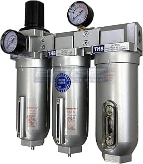 SUPER HEAVY DUTY HIGH FLOW AIR FILTRATION SYSTEM, 2 STAGE PARTICULATE FILTER PLUS OIL REMOVING COALESCING FILTER COMBINATION (3/4" NPT, MANUAL DRAIN)