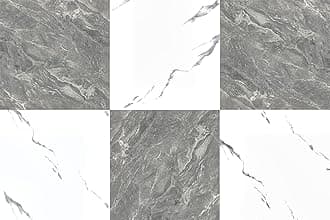 20-Pack Peel and Stick Floor Tiles Vinyl Flooring Glossy 12” x 12”, Self Adhesive Stick Tiles for Bathroom, Renters, Kitchen, Polish Dark Grey&White Marble (10 per Color)