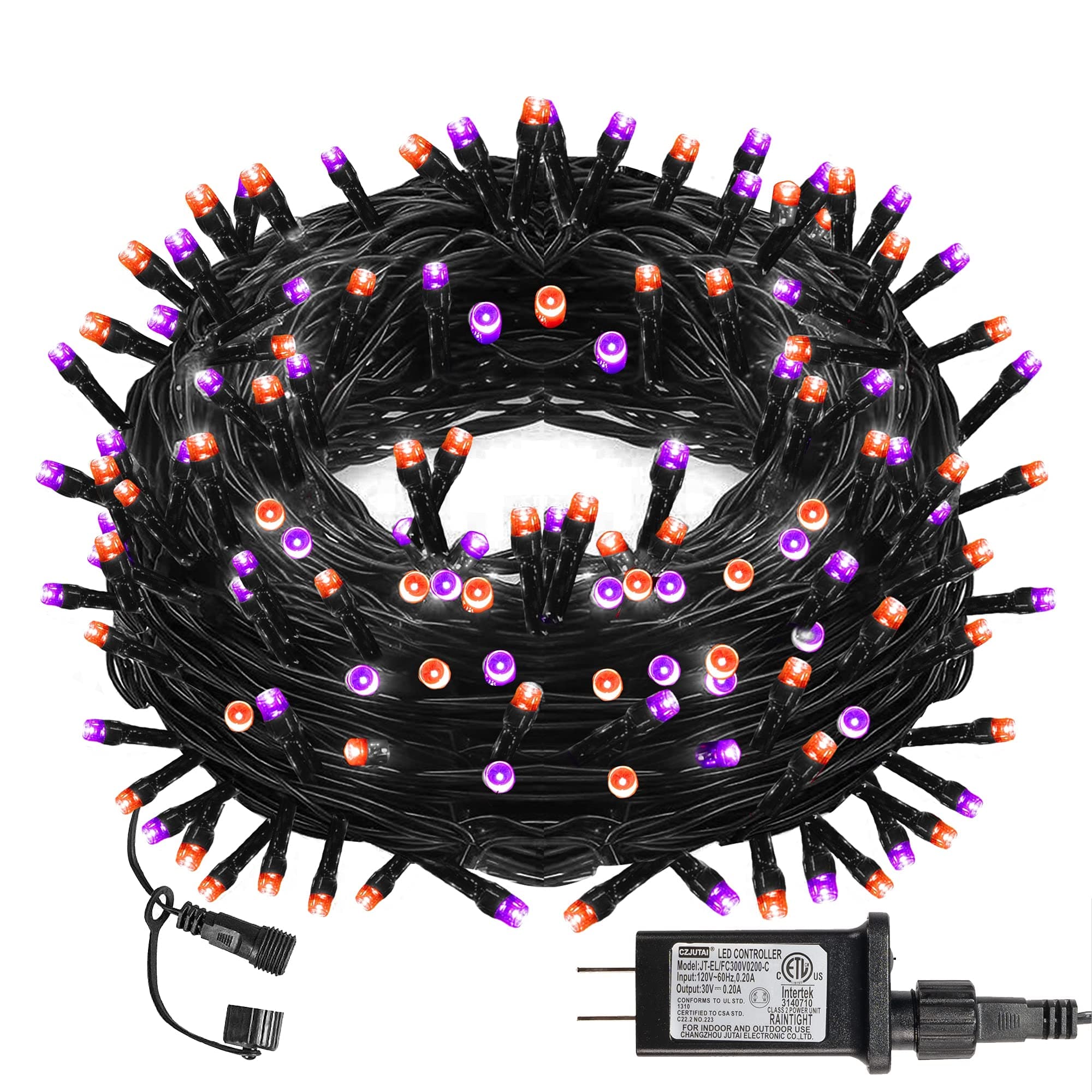 Dazzle Bright Halloween String Lights, 66FT 200 LED Connectable Black Wire 8 Modes String Lights, Waterproof Christmas Decorations for Indoor Outdoor Patio Party Holiday, Purple & Orange