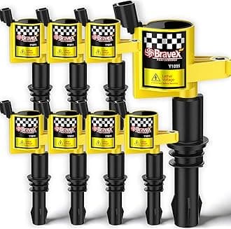 Bravex 8 Pack Straight Boot Ignition Coils 15% More Energy F-150 for Ford Lincoln Mercury V8 V10 4.6l 5.4l 6.8l Compatible with DG511 C1541 FD508-Upgrade (Yellow)