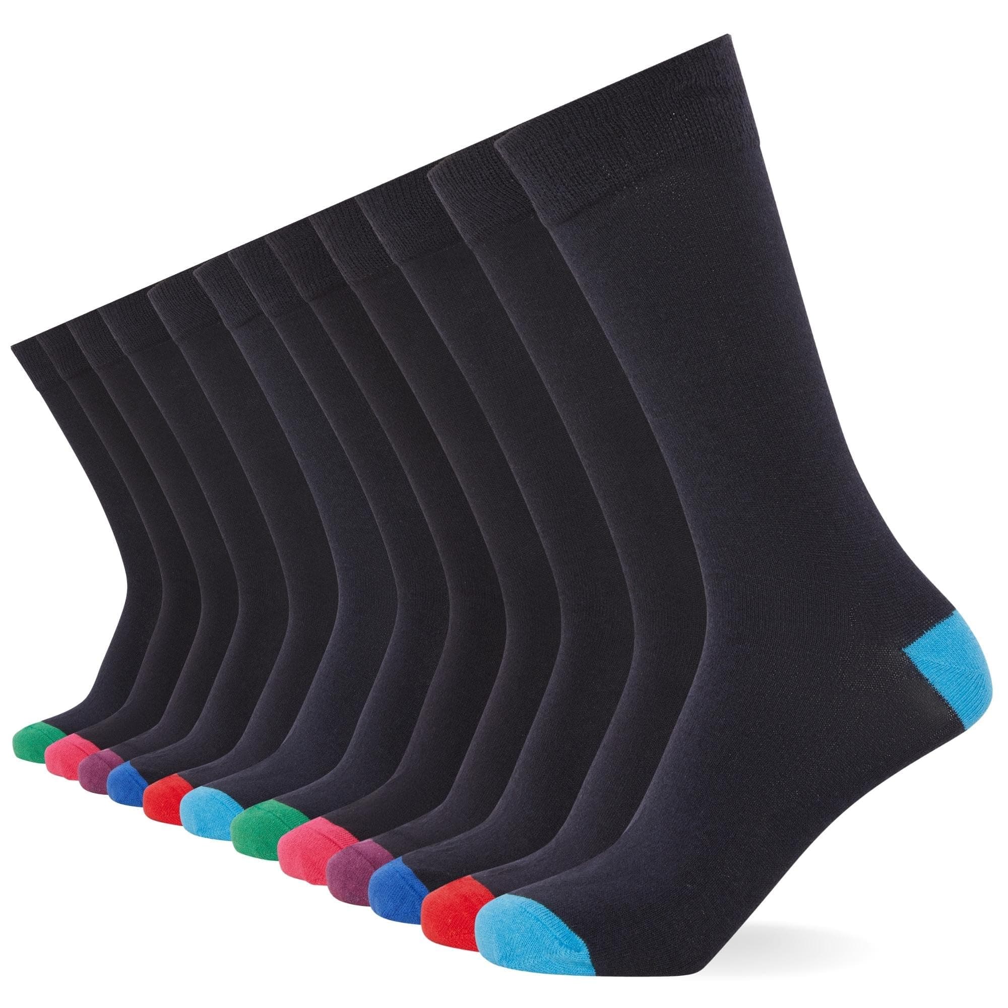 12-Pack Smart Mens Socks - Breathable Plain, Patterned, & Black Socks Men - Suitable for Work and Casual Wear - Soft and Insulated with Reinforced Heel & Toe