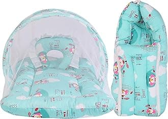 Babloo Baby Bed New Born Baby Bedding Set | Mosquito Net | Sleeping Bag | Mattress | Carry Bag | Essentials Combo | Cotton | Infants | Boys & Girls | Beds | Cot Mattresses (0-6 Months)
