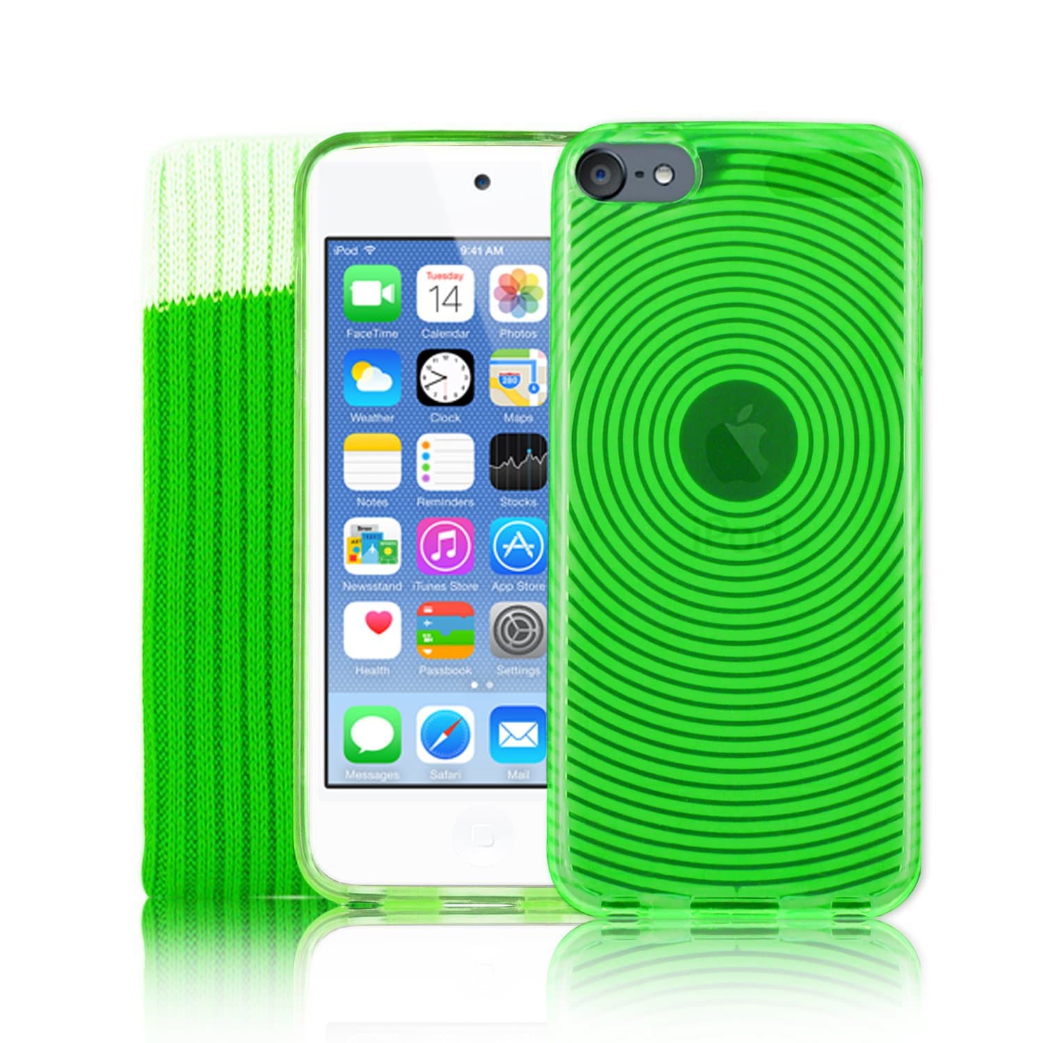 Kolay Gel Silicone Case/Screen Protector/Sock for iPod Touch 6G 6th Gen Generation - Green