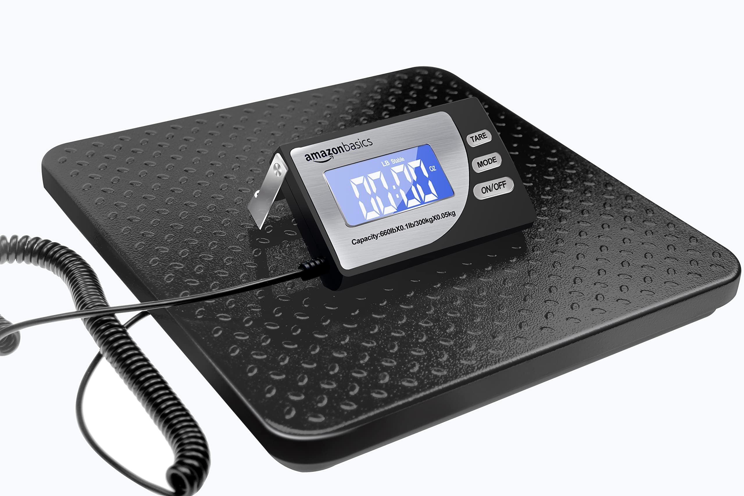 Digital Shipping Postal Scale with Tare Function, Heavy Duty Weighing Platform, 660 lb Capacity, 1 Ounce Readability, Portable, Black